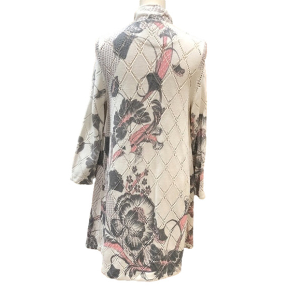 Anthropologie Knitted + Knotted Diamondlink Floral Open Cardigan Sweater, Sz Med - Picture 8 of 14